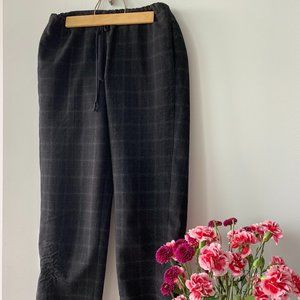 BABATON Black Plaid Tapered Pants